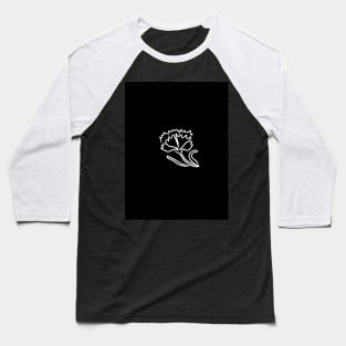 White flower on a black background. Floral theme Baseball T-Shirt